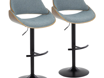 Fabrizzi - Mid Century Modern Adjustable BarStool With Rounded T Footrest (Set of 2)