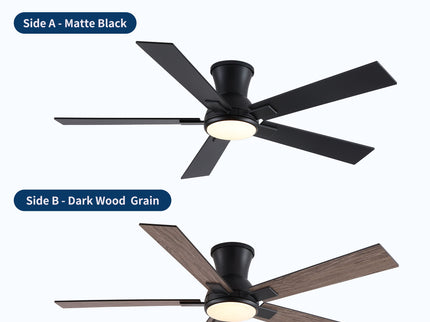 Low Profile Flush Mount Intergrated LED Ceiling Fan With Light And Reversible Quiet Motor
