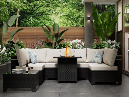 Cushion Covers For 7 Piece Wicker Sectional Sofa, 14 Pack Seat And Back Slipcovers With Zipper