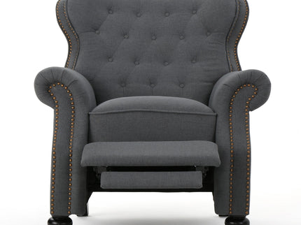 Accented Push Back Recliner Chair With Rolled Arms, Enjoy Cocooning Comfort