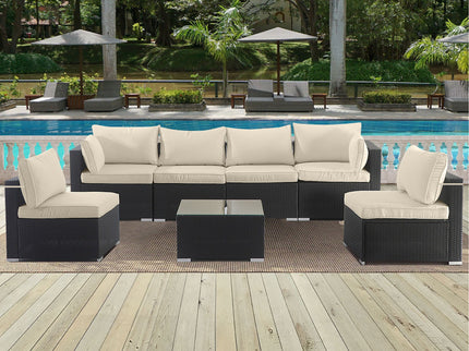 Cushion Covers For 7 Piece Wicker Sectional Sofa, 14 Pack Seat And Back Slipcovers With Zipper