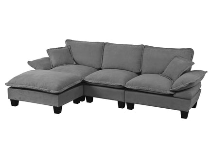 Modular Sectional Sofa With Movable Ottoman & Pillows