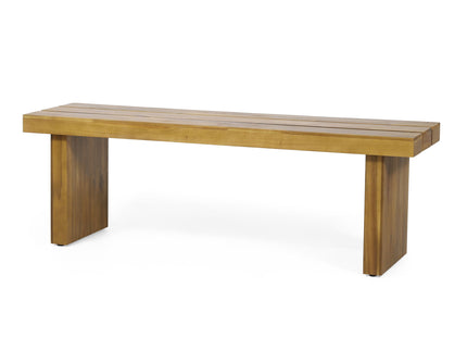 Nahanni - Rustic Acacia Wood Bench With Slat Design - Natural