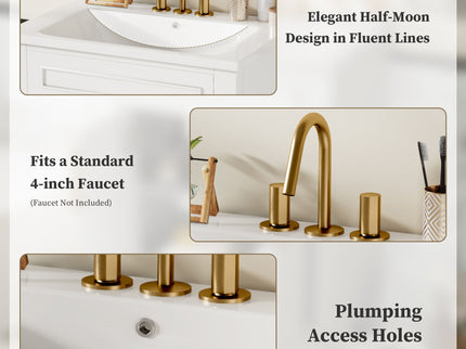 Bathroom Vanity With Integrated Sink, 2 Door Cabinet, Single Sink For Small To Medium Bathrooms