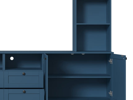Farmhouse Elegant Entertainment Center Wall Unit With 4 Drawers