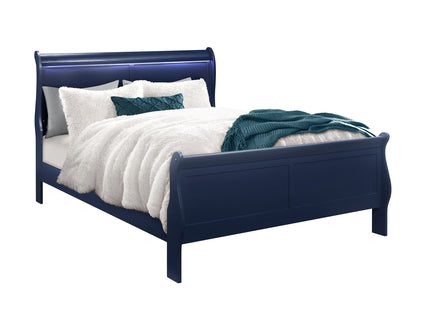 Charlston - Modern Sleigh Design Bed With LED