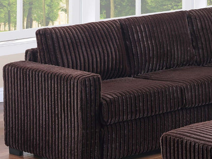 Contemporary L-Shaped Sectional Set With USB Console & Ottoman