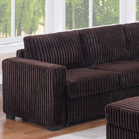 Contemporary L-Shaped Sectional Set With USB Console & Ottoman