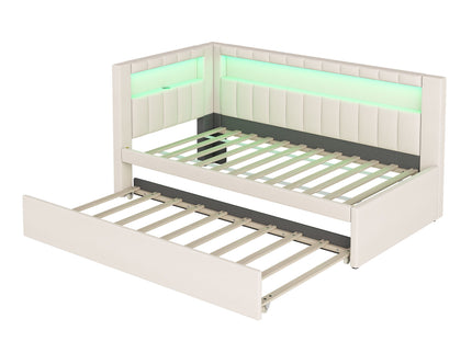 Upholstered Platform Bed With USB Ports And LED Belt