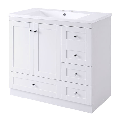 Shaker Free Standing Bathroom Vanity Cabinet With Sink, Soft Close Drawers, Soft Close Doors