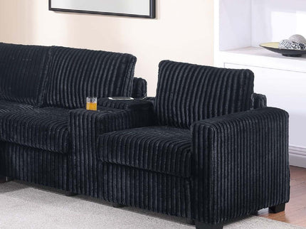 Modern Style L-Shape Sectional Set, USB Ports, Cup Holder