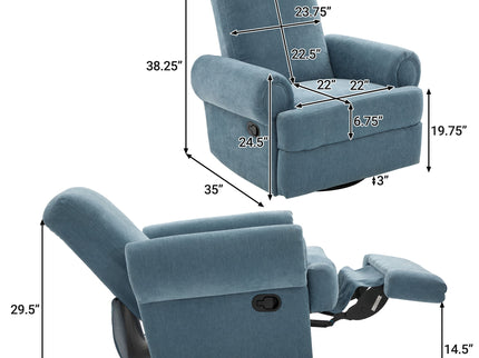 Manual Swivel Recliner Rocker Chair With Adjustable Backrest