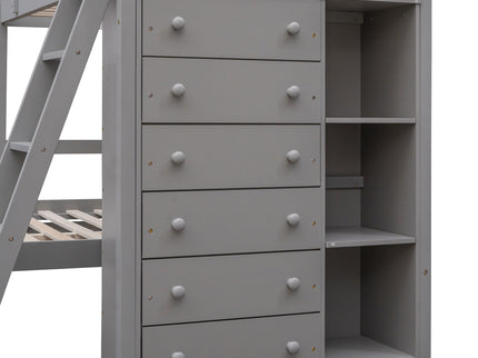 Bunk Bed With 6 Drawers And Flexible Shelves, Bottom Bed With Wheels