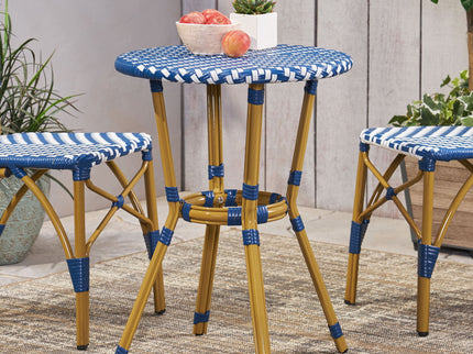 French Bistro Table Outdoor Elegance - White / Blue