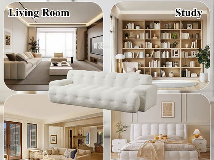 Cloud Series Minimalist Button Tufted Square Arm 3 Seater Sofa