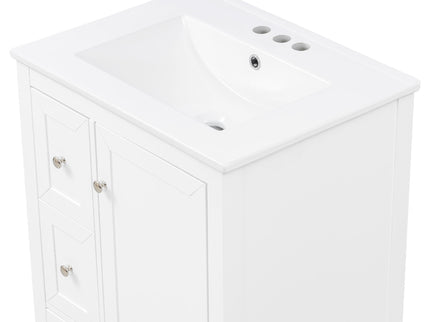 Modern Bathroom Vanity With Sink, Soft Close Drawers & Door, Storage Rack