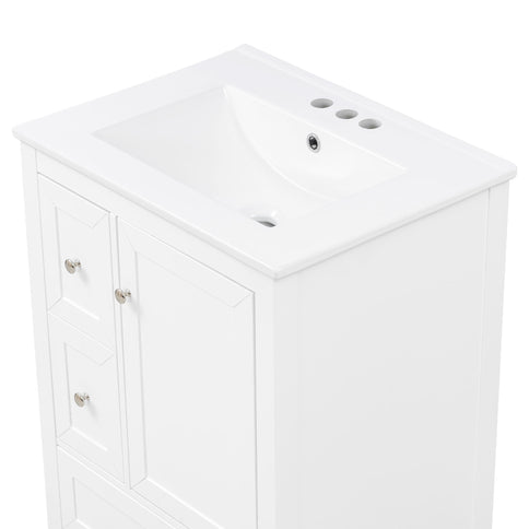 Modern Bathroom Vanity With Sink, Soft Close Drawers & Door, Storage Rack