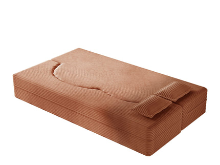 Modern Floor Sofa With 2 Pillows, Convertible Twin Size Folding Mattress For Living Room