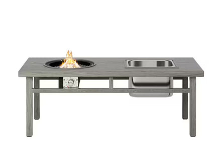 3 In 1 Outdoor Propane Fire Pit Table 50, 000 BTU With Ice Bucket - Gray