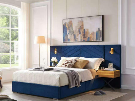 Upholstered Bed Frame With Vertical Channel Tufted Wingback Headboard