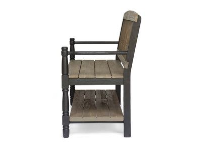 Slatted Bench With Built In Shelf