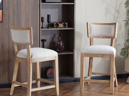 Upholstered Counter Height Bar Stools With Comfy Back (Set of 2)