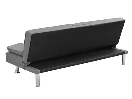 Modern Sofa Bed With Armrest 2 Holders, Wood Frame & Stainless Leg