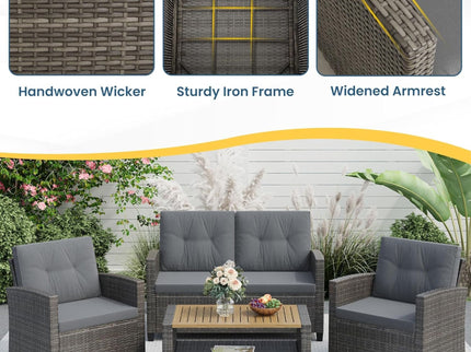 Modern All-Weather Patio Set With Cushions And Table