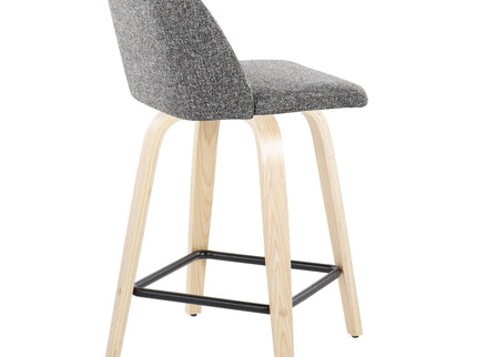 Toriano - Contemporary Modern Design Fixed Height Counter Stool With Swivel With Square Footrest (Set of 2)