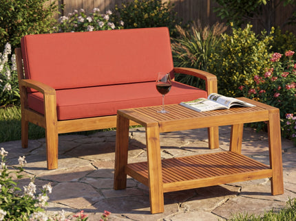 2 Piece Outdoor Conversation Set (Loveseat & Coffee Table With Water-Resistant Cushions)