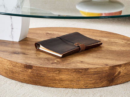 Contemporary Artistic Double Layer Coffee Table, Tempered Glass Top