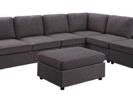 Cassia - 7 Seat Reversible Modular Sectional Sofa With Ottoman