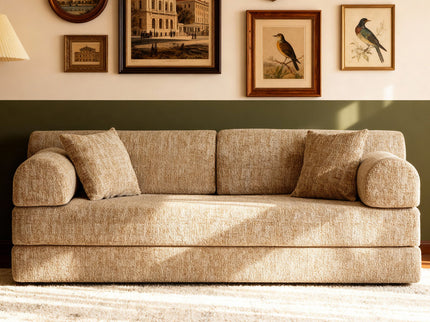 Modern 2 Tone Fabric Convertible Sleeper Sofa Bed