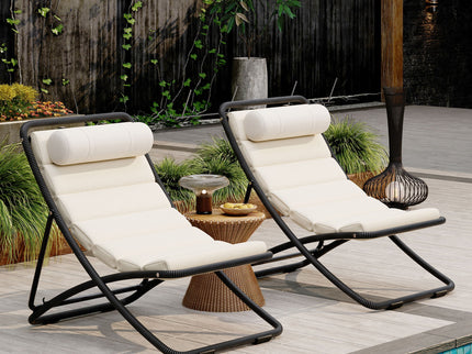 Outdoor Folding Chair With Adjustable Backrest (Set of 2)