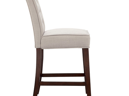 Tufted Counter Stool With Button Tufted Back - Tan