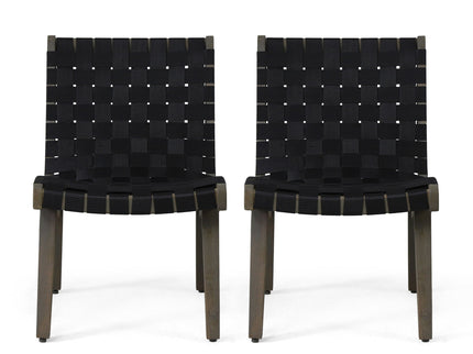 Lounge Chair With Stunning Rope Weave Design, (Set of 2) - Black