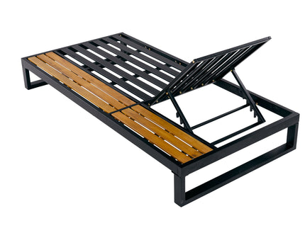 Chaise Lounge Set, 5 Position Adjustable, Flat Side Surface Storage
