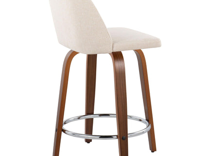 Toriano - Mid Century Modern Fixed Height Counter Stool With Swivel With Round Footrest (Set of 2)