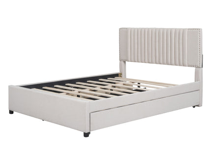 Upholstered Platform Bed With Drawers, Classic Headboard Design