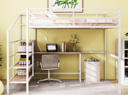 Loft Bed With Desk And Lateral Storage Ladder