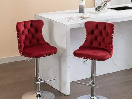 Swivel Barstools Adjusatble Seat Height From 25-33", Modern Upholstered Base Bar Stools With Backs Comfortable Tufted For Home Pub And Kitchen Island (Set of 2)