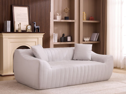 Oversized 2 Seater Loveseat With 2 Decor Throw Pillows, Deep Seat Sofa For Living Rooms