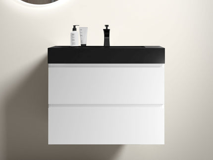 Alice - Bathroom Vanity With Large Storage, Sink Wall Mounted Floating Bathroom Vanity For Modern Bathroom, One-Piece Sink Basin Without Drain And Faucet
