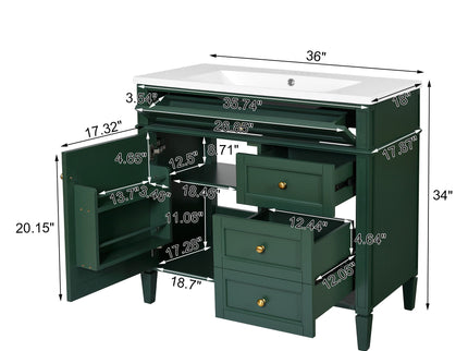 Bathroom Vanity & Top Sink, Modern Bathroom Storage Cabinet With 2 Drawers And A Tip-Out Drawer