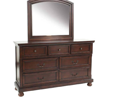 Dresser With 3 Small & 4 Large Drawers, Round Knobs, Bedroom Furniture - Cherry