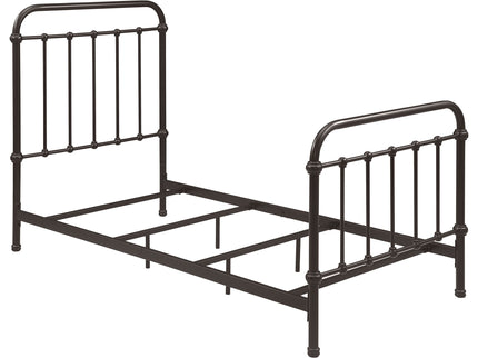 Twin Panel Bed With Ornate Design - Bronze