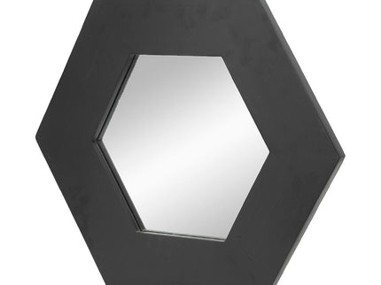 Hexagon Mirror With Natural Wood Frame, Wall Decor For Living Room Bathroom Hallway