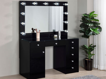 Fern - 7 Drawer Vanity Set With Mirror And Globe Lights