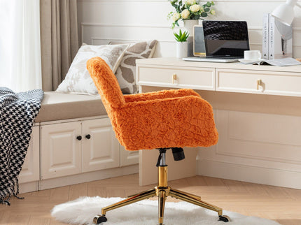 Office Chair, Artificial Rabbit Hair Home Office Chair With Metal Base, Adjustable Desk Chair Swivel Office Chair, Vanity Chair