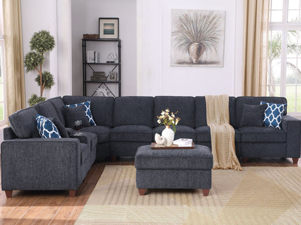 Lily - Sectional Sofa With Ottoman - Black